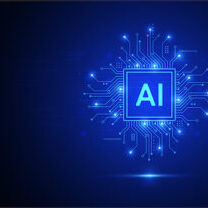 Artificial intelligence chipset on circuit board in futuristic concept technology artwork for web, banner, card, cover. Vector illustration